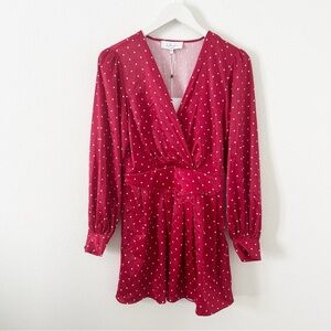 L'ACADEMIE The Stella Mini Dress in Ruby Dot Polka Dot Revolve Size Small S NWT